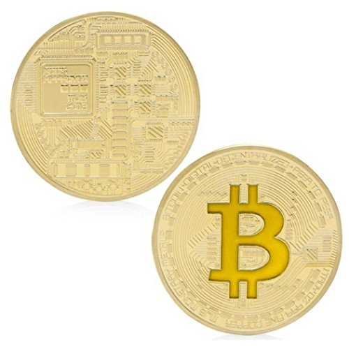 Preisvergleich Produktbild QUINTRA Bitcoin versilbert Titan Gedenkmünze Sammlerstück im Fall (Gelb)