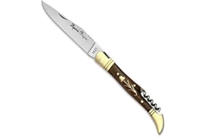 laguiole artisan 5270 Couteau de sommelier en bois de rose et laiton avec manche en filigrane de 12 cm