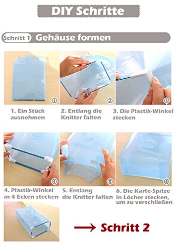 Stapelbar Schuhbox Set 10x Schuhboxen Schuhkasten Schuhkarton Schuhschachtel Aufbewahrungsboxen Schuhaufbewahrung Schuhaufbewahrungsboxen Schubladen Multizweck Transparent L30xB18xH10cm - 8
