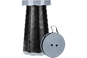 Podazz Taburete Plegable Portátil, Taburete Telescópico Ligero, Altura Ajustable 6,5-46cm, Carga 397 LB, para Exteriores, Senderismo, Pesca, Barbacoa, Interior, Viajes, Fiestas (Gris)