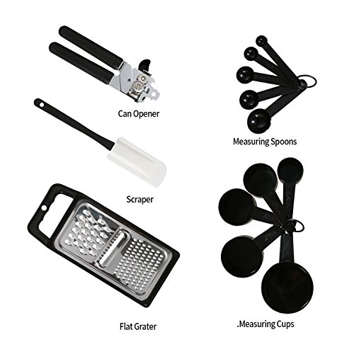NexGadget Premium-25-Stücke Sets von Kochgeschirr mit Edelstahl und Nylon,Küchenhelfer-Set , Kochen Tools einschließlich Löffel, Turners, Tongs, Schneebesen, Schäler, Schaber, Messbecher und Löffel Nylon Kochutensilien 25 PCS - 4