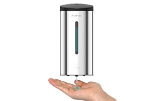 AIKE AK1205E Distributeur de Savon Automatique Mural, Capacité Importante en Acier Inoxydable pour Salle à Manger et Toilettes