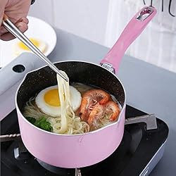 Outtybrave antiadhésive Casserole, casserole à lait de 16 cm avec couvercle en verre pour induction cuisinière cuisinière à gaz pour la chaleur Lait Cook Noddles 16cm rose