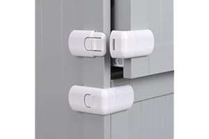 ALTcompluser 4 Stück Kindersicherung für Schrank und Schubladen, Schubladensicherung Baby ohne Bohren, Sicherheit Schloss mit Kleber für Tür Schränke und Kühlschrank
