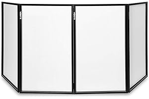 Vonyx DB2 - Panel Frontal para DJ en Lycra Blanca, Pantalla para DJ Plegable y fácil de Instalar, Oculta el Equipo de DJ, biombo para espectáculos de Luces. 120 x 70 (4 Paneles)