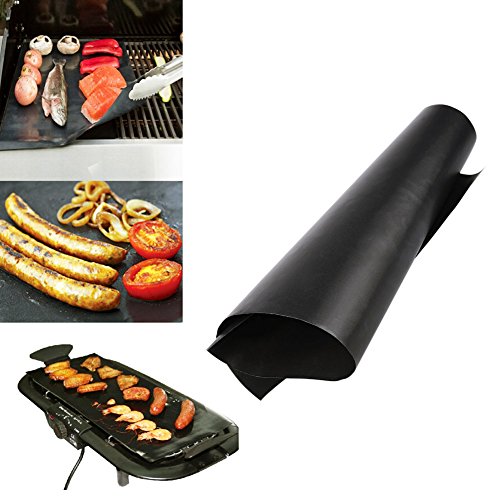 Tapis Barbecue Cuisson Barbecue Anti-adhésif Tapis | en Silicone Avec Revêtement Teflon Anti-adhésif pour Jusqu'à 300 °C | et FDA LFGB Autorisation, Réutilisable, pour Barbecue au Charbon de Bois, Electrique Niches Barbecue, Four, Four à Vapeur, XingYu pour Micro-ondes XY 40*60*0.02cm Noir