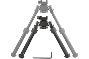 ProWildGear 360 Degree Rotation Aluminum Alloy Bipod Adjustable Extension Quick Detach Picatinny 21mm Rail Mount with Spikes with Metal Foregrip
