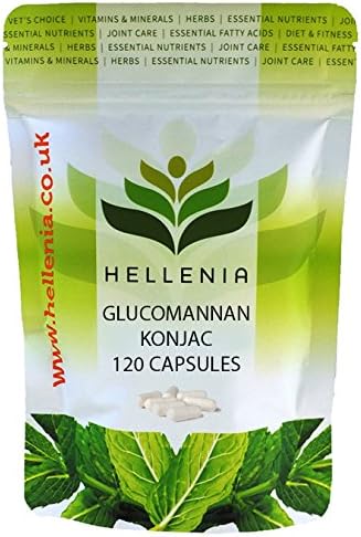 Hellenia Glucomannan (Konjac fibre) 500mg - 120 Capsules - Soluble Fibre