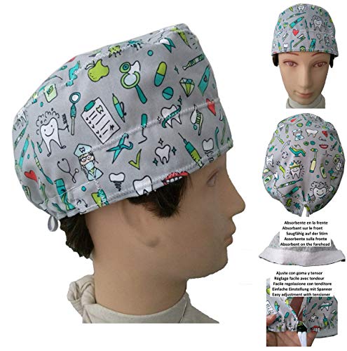 Zahnarztkappe Intrumentale Zahnmedizin Op haube für kurze haare Mit Absorbent auf der Vorderseite und verstellbarem Spanner einfach und bequem