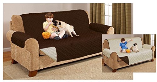 Funda protectora reversible acolchada para sofá dos o tres plazas, chocolate, SOFA COVER IMPORTANTE: medida de Asiento 160cm ideal 2/3 plazas