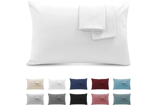 Taie Oreiller 50x90 Lot de 2 en Premium Microfibre - avec Fermeture Éclair Invisible- Housse Coussin Doux, Confortable, Respirant et Hypoallergénique - Blanc