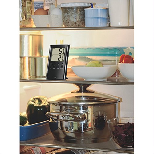 Hama LCD Thermometer mit Kabel-Außensensor T-350 (digitale Anzeige, Innen- und Außentemperatur, Kabellänge 1,50) Kühlschrankthermometer schwarz - 4