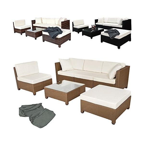 TecTake rattan aluminium garden furniture sofa set outdoor wicker + 2 sets for exchanging the upholstery