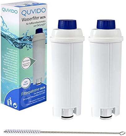 QUVIDO 2 x Delta QUVIDO Water Filter for Delonghi Coffee Machine + Cleaning Brush
