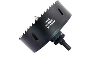 Scie cloche 127mm,LAIWEI Scie cloche avec arbor A2 Heavy Duty, 4341 Foret central, Profondeur de coupe 38mm pour percer des trous dans le bois, les profilés en aluminium, le PVC et les tuyaux en métal