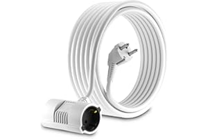 Rallonge câble MutecPower - Prise Schuko avec connecteur à 2 Voies coudée à 90 °- Prise UE - CEE 7/7 à 2 Prises CEE 7 - jusqu'à 250V- 50Hz - 16A – Longueur 10m