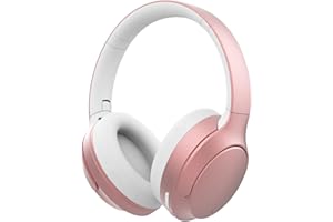 YOYOTUNE Wireless Headphones Over Ear,Active Noise Canceling Bluetooth Headphones with Microphones,40H Playtime,Foldable Lightweight Headset with Deep Bass,HiFi Stereo Sound for Travel/Office/Work/PC (Rose)