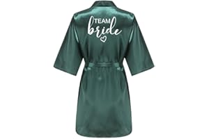 JPHCHSC Damen Brautjungfern Roben Kimono Badmantel Braut Morgenmantel Kimono Kurz Bademantel Satin Robe für Hochzeit Party Pool Party und Pajama Party