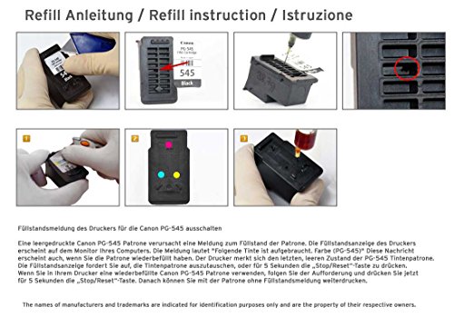 Encre d   impression de rechange  4x 100 ml  pour Canon PG-545 und CL-546 Cartouches d   encre Canon Pixma IP 2850  MG 2450  2455  2550  Non OEM 