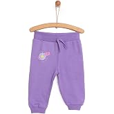 HelloBaby Unisex Basic Eşofman Alt &Ccedil;i&ccedil;ek Desenli Ribanalı Pa&ccedil;a Mor