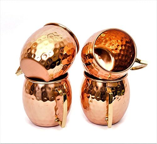 Moscow Mule Hammered Copper Mugs / Cup, copper mug with brass handle, 16 Ounce, set of 4, drinking Mug