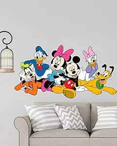 RNG Disney Cartoon Group Mickey Mouse ,Minnie Mouse ,Donald Duck Vinyl Wall Sticker for Kids Room, Play School (Medium) , 1 Piece , Multicolor