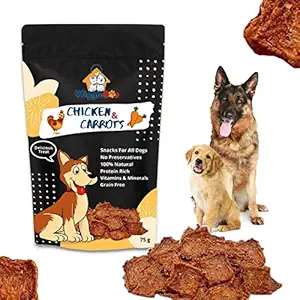 WiggleBoo Chicken & Carrot Dog Treat | Protein Rich | Crunchy Snack | Healthy Food | 75g