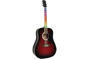 EKO Guitars – Ranger Red Visual Note, Akustikgitarre Dreadnought "Visual Note", Oberteil aus Fichte, Bänder und Boden aus Linden, LED-Folie "Visual Note" mit der entsprechenden App, Farbe Rot