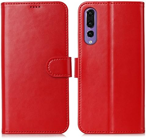 Eastcoo Huawei P20 Pro Double layer Flip Leather PU Wallet Card Holder Case with Stand Kickstand Magnetic Closure Slim Fit Clear TPU Bumper Tough Hybrid cover case for P20 Pro (Huawei P20 Pro, Red)