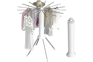 SINBINTA Octopus Wäscheständer, faltbarer Zylinder-Wäschetrockner Aufhänger mit Rad, 16 erweiterbare Trockenstangen, Tragbarer Bodentrocknungsständer für Haushalt & Camping (Weiß)