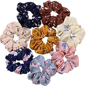 Drishti Hair Bands Scrunchy Elastic Satin fabric for Women or Girls Multi-color Pack of-12 pcs (Random Assorted Color)