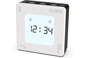 ThreeH Cyfrowy zegar kuchenny obrotowy z 5, 25 minut wstępnie ustawione, prosta obsługa, budzik, narzędzie do zarządzania czasem, do gotowania, nauki, czarny