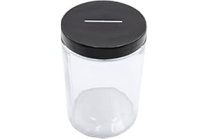 Mczcent Hucha Transparente, Alcancía Huchas de Cristal con Tapa Ranurada Negra para Todas Las Monedas de Euro, Alcancia Piggy Coin Money Bank Box Tip Jar para Niños Niñas Adolescentes Adultos