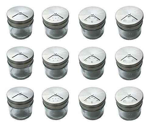 Gewürzstreuer Vorratsglas 100 ml mit 3-fach Lochung Edelstahldeckel 12 Stück