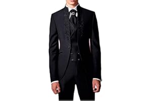 BOTONG Abiti da uomo neri 3 pezzi abiti da sposa con ricamo giacca gilet pantaloni sposo smoking abiti partito