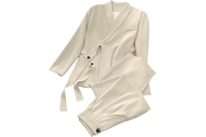 GOOLECRIMP Traje Casual para Mujer Elegante Traje de Chaqueta y pantalón Traje de Primavera y otoño Conjunto de Dos Piezas de Negocios para Mujer