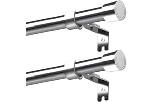 Venwemong 2 Stücke Gardinenstange Ausziehbar Vorhangstangen Curtain Rod Stange für Vorhänge Erstellbare Länge mit Kappenknäufen für Esszimmer, Schlafzimmer, Wohnzimmer, 180-270CM