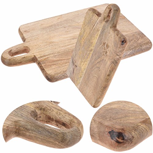 LS Design Holz Schneidebrett Tranchierbrett Mangoholz Griff Schneidbrett Massiv Brotschneidbrett