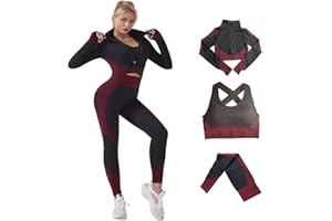 Veriliss 3-Set Completo Sportivo Palestra Donna, Fitness Completo, Workout Abbigliamento Oceans Cappotto Reggiseno Sportivo Ghette