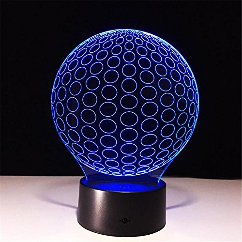 Atmko®3D Night Light Visualization Glow 7 Color Change USB Touch Button And Intelligent Remote Control Desk Table Lighting Nice Gift Home Office Decorations Toys(Golf)