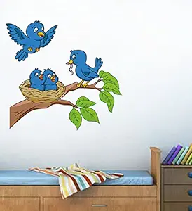 Decals Design Birds Feeding Wall Sticker (PVC Vinyl, 70 cm x 50 cm),Multicolour