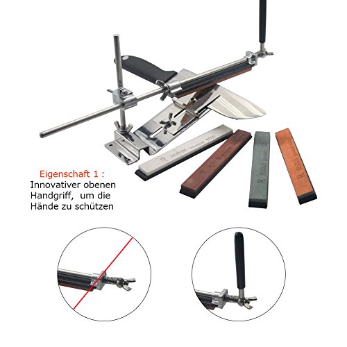 HiCollie Profi Messerschärfer Küche Knife Messerschleifer Fixed-Winkel Sharpener mit 4 Schleifsteinen - 4