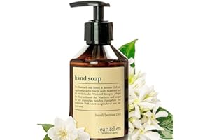 Jean & Len Mydło do rąk Neroli i jaśmin, delikatnie czyści ręce, mydło w płynie w dozowniku z pompką dla czystych i zadbanych rąk, urzekający zapach, bez parabenów, silikonów i mikroplastiku,
