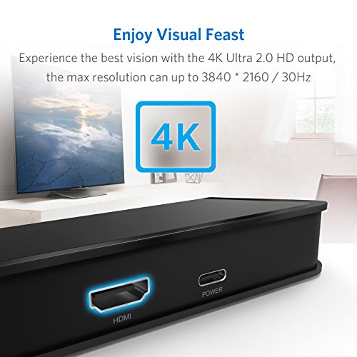 Inateck USB-C Hub mit USB C Anschlüssen, HDMI, USB 3.0, Gigabit Ethernet und SD-Kartenleser Port , Typ C Laptop Dockingstation mit 60 W Netzteil Unterstützung für 2016 Macbook und Chromebook Pixel (HB9001) - 3