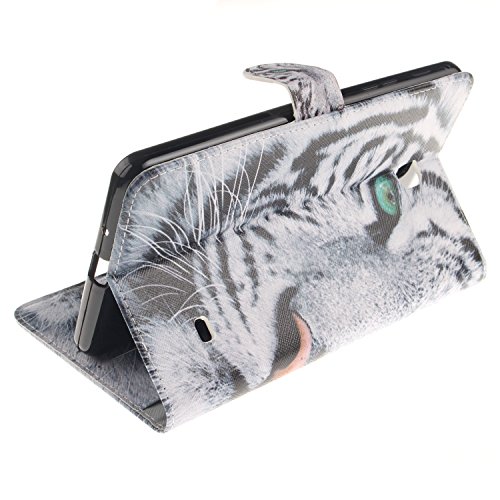 Cozy Hut Schutzhülle für Samsung Galaxy Tab 4 7.0 Zoll SM-T230 Hülle Cartoon Tiger Muster Flip Cover Case Book Soft PU Leder Bunt Painted Tasche Scratch Resistance Ledertasche Etui Rückseite Backcover mit Stand Function Magnetverschluss für Samsung Galaxy Tab 4 7.0 Zoll SM-T230 – White Tiger - 6
