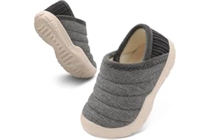 JIASUQI Toddler Slippers Boys Girls Wide Lightweight House Shoes Kid Warm Slip on House Slippers for Indoor Outdoor