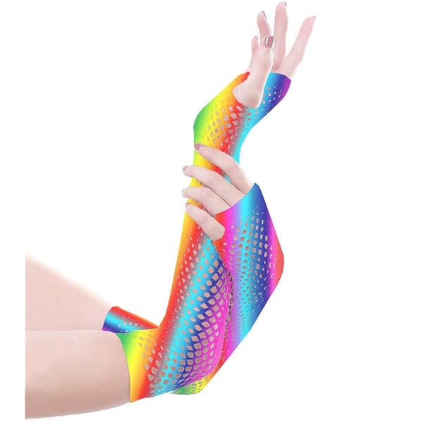 Lot De 12 Paires De Gants En Résille Fluo Sans Doigts - Cosplay, Halloween, Soirée (12 Couleurs)