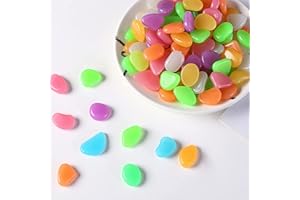 NA Lot de 50 cailloux lumineux phosphorescents pour jardin, allée, cour, aquarium, aquarium