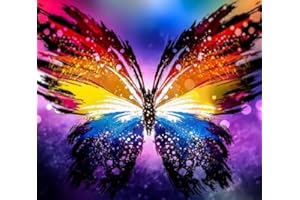 BLUEMEX Diamond Painting Bild, Schmetterling, 39 Farben eckige Steine incl. 19 Farben AB, 39x44cm, Vollbild