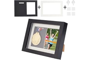 OLYCRAFT Caja de Sombra de medallas Negra, Marco de Fotos de Madera Natural con Ventana Transparente para medallas Militares, Etiquetas de Playa coleccionables 175 x 182 x 227 mm